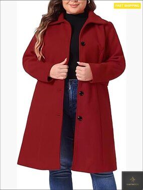 Oversized Pea Coat Classic Elegant Windproof Trench Coat Plus Size Loose Fit